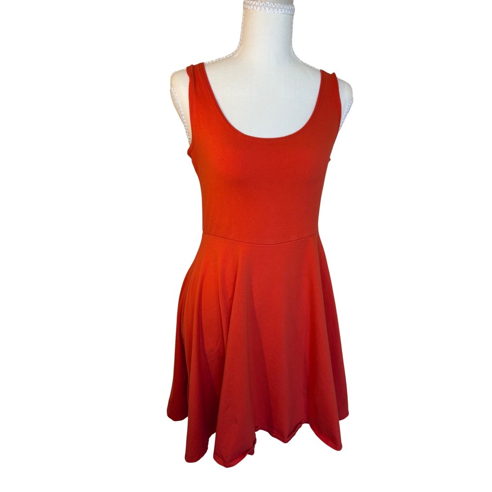 Sparkle & Fade Orange Cotton Blend Sleeveless Skater Dress Medium